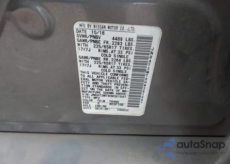 2017 Nissan Rogue S z USA, uszkodzony, nr VIN JN8AT2MT8HW381847